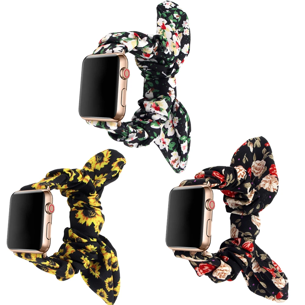 44mm 40mm Elastic Loop Band For Apple Watch 6 SE 5 Strap Scrunchie Fabric Bracelet Women Wristband for iWatch 6 5 4 3 38MM 42mm