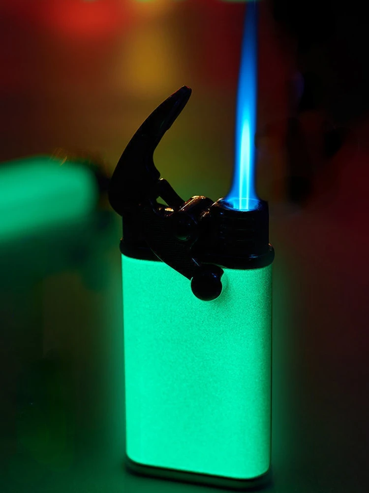 

New Zodiac Luminous Rocker Arm Windproof Gas Lighters Creative Personality Straight Blue Flame Lighter Men's Gift