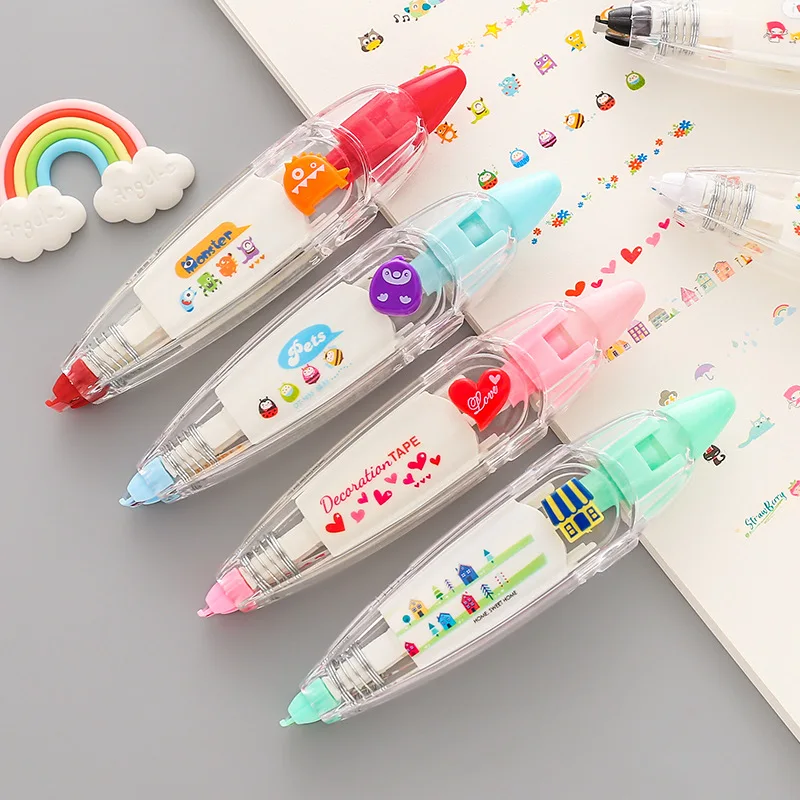 

Декоративная Корректирующая лента Kawaii С мультяшным сердцем и животными, декоративная лента для дневника «сделай сам», канцелярские принад...