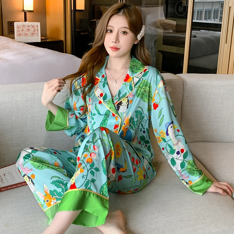 FUNISHI Women's Pajamas Sexy Sleepwear Summer Pajamas Loose Version Pajama Set Silk Plus Size Princess Style