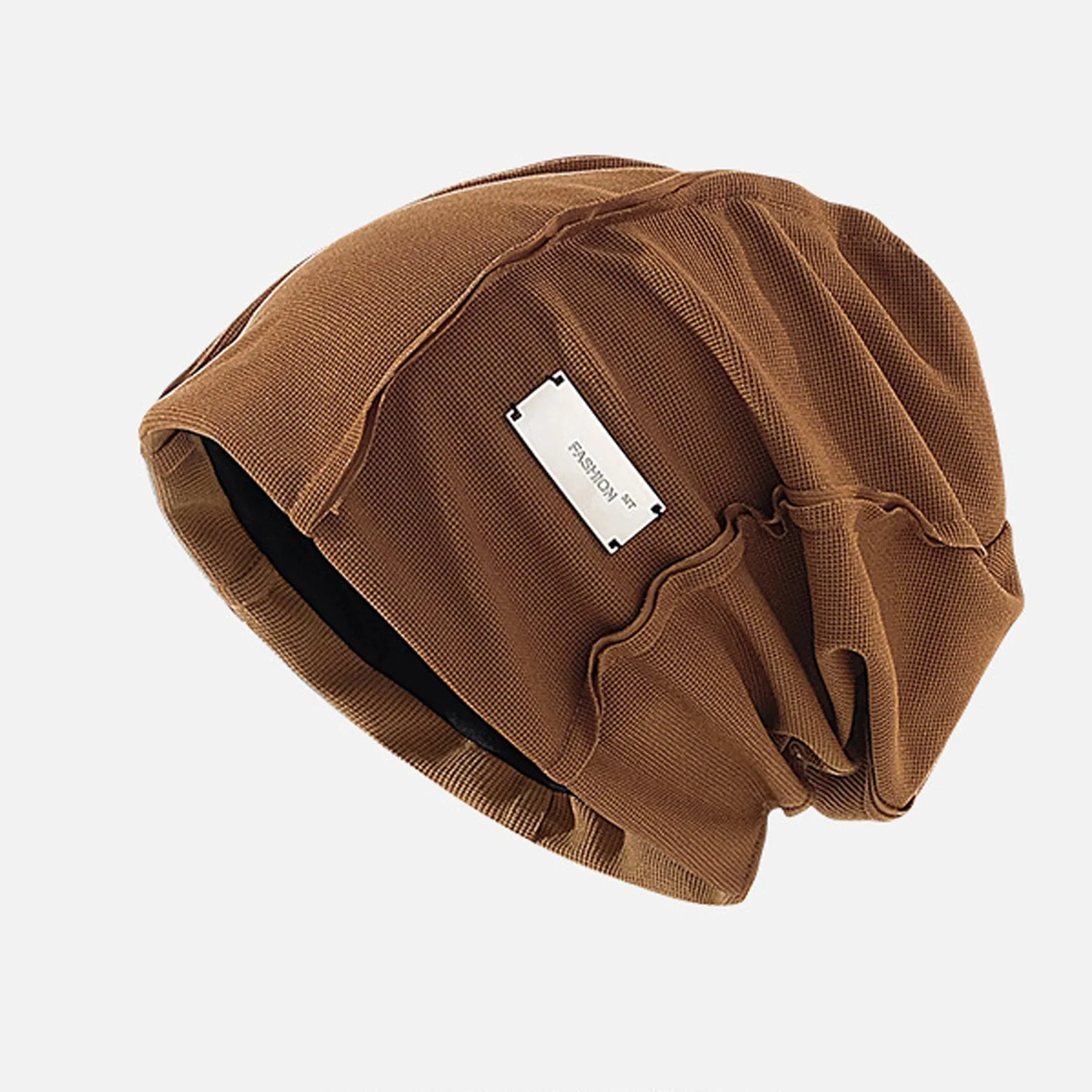 

2022 Winter Warm Hats For Women Men Tag Patchwork Pile Cap Casual Beanies Unisex Solid Color Hip-hop Skullies Beanie Female Hat