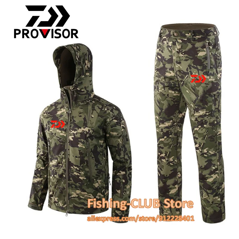 Daiwa Winter  Fishing Clothing Set Men Outdoor Waterproof Jackets Softshell Hunting Outfit Thermal Clothes Tactical Hiking Suit enlarge