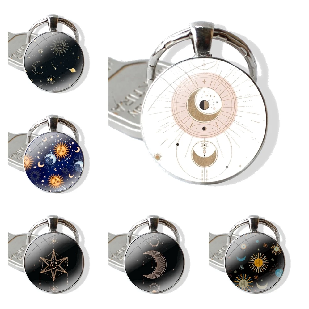 Звезда Луна солнце Таро карточка мультфильм модный брелок ручной работы стекло