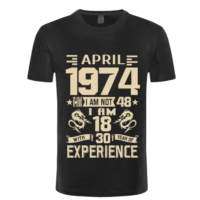

2022 NEW January February March April May June July August 1974 YEARS shirt Men's Short Sleeve T shirt Printed Casual September