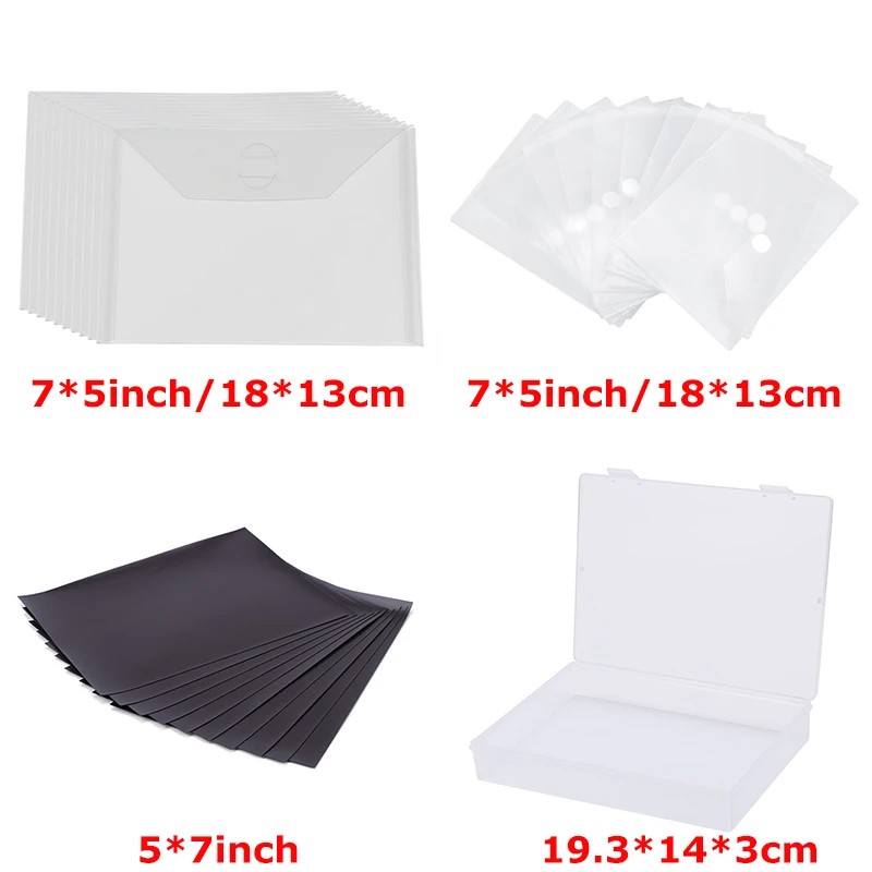 

Bundle Deal Transparent Storage Bags Box Container Magnet Sheets 5*7 inch for Cutting Dies Stamps Organizer Holders Bag 2022