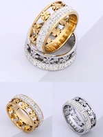stainless steel ring woman rings for men ring cut inlaid zircon simple fashion geometric hollow out couple jewelry wholesale