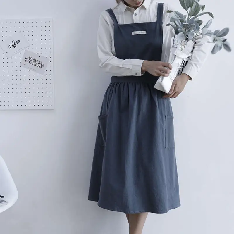 

Brief Nordic wind Pleated skirt cotton linen apron Coffee shops and flower shops work cleaning aprons for woman washing Dropship