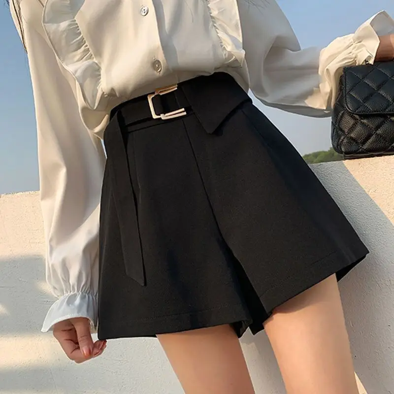 

Black Suit Shorts Women's Summer Fashion Elegant Korean Version Ins High Waist Thin Casual Loose Comfortable Wide-leg Shorts Y2K