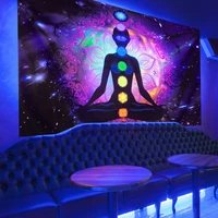 fluorescent uv luminous tapestry seven star pulse simia blue background hanging cloth home decoration wall hanging room decor