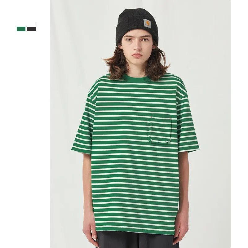 Купи Spring and summer men's Harajuku striped T-shirt long-sleeved O-neck T-shirt casual big yards T shirt couple striped tops за 3,024 рублей в магазине AliExpress