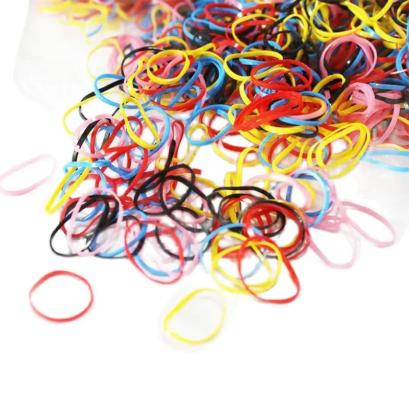 

100pcs Colorful Disposable Hair Bands Scrunchie for Kids Girls Elastic Rubber