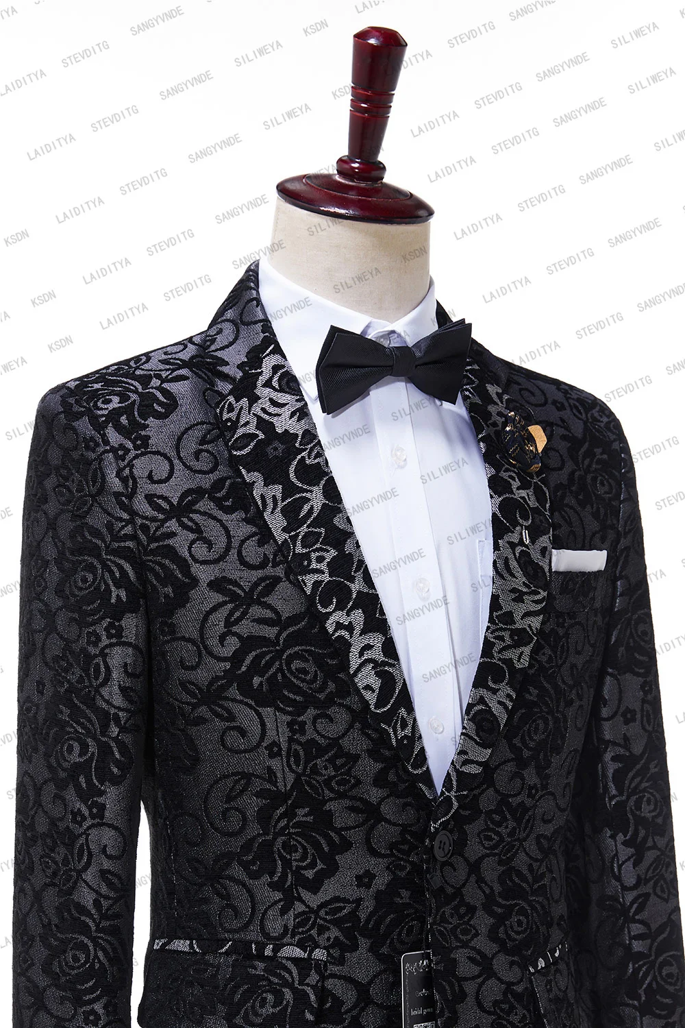 Новинка 2023 черный цветочный свадебный смокинг SILIWEYA для жениха 2 предмета (пиджак +