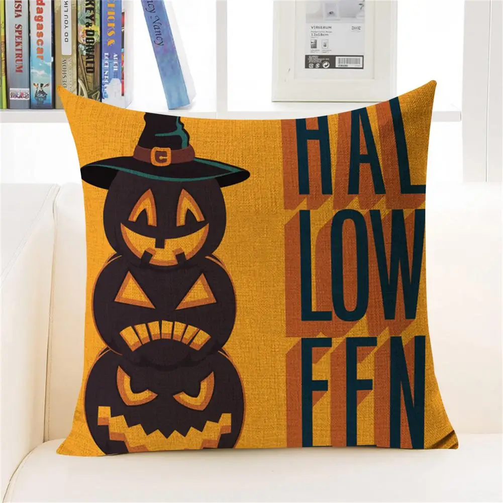 

Sofa Pillow Cover Throw Pillow Cover Comfortable Dustproof Easy to Clean Pumpkin Collection Halloween-Themed Pillowcase Daily Li