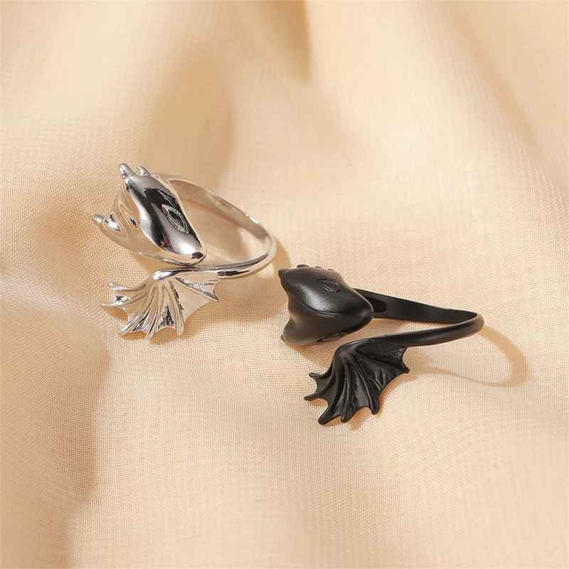 

Gothic Couples Angel Demon Wing Rings For Women Men Matching Best Friend Trendy Promise Ring Wedding Jewelry Engagement Gift