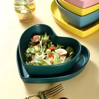 creative ceramic love fruit salad bowl western food steak plate home heart shaped breakfast dessert plate restaurant tableware