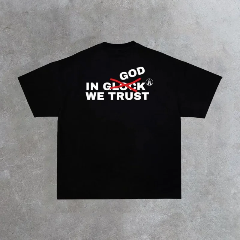 Винтажная хлопковая футболка с рисунком In God We Trust Isaiah мужская летняя Y2K короткими