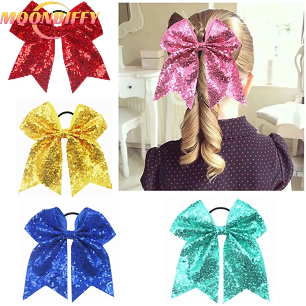 

Новинка 7 дюймов эластичные повязки для волос с блестками и бантом повязка для волос держатель для конского хвоста Женские Детские Резинки ...