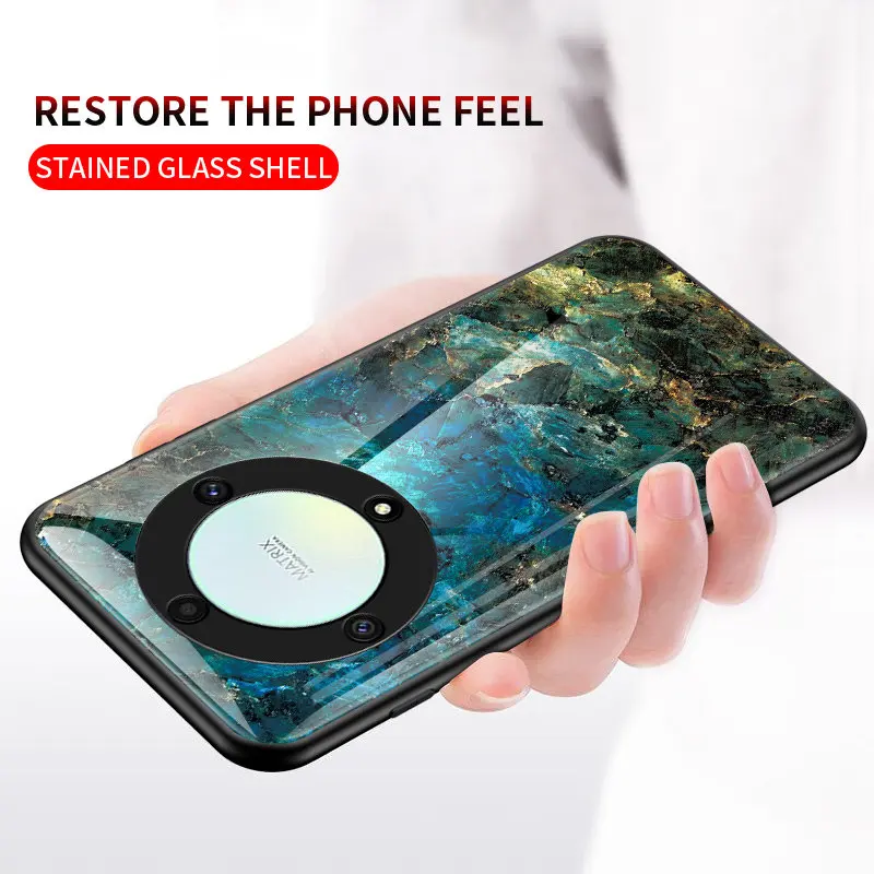 Honor X9A 5G RMO-NX1 чехол Мраморное зернистое закаленное стекло жесткая задняя крышка