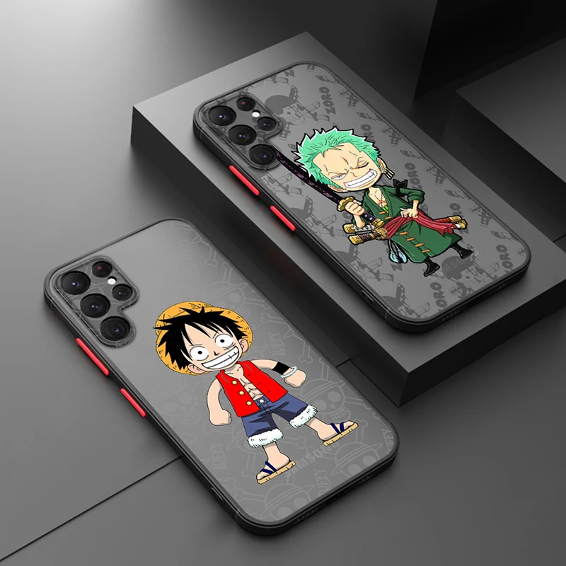 

Anime O-Ones Pieces Zoros Cover For Samsung S23 S22 S21 Ultra S20 FE S10E Lite Plus Frosted Translucent Matte Phone Case
