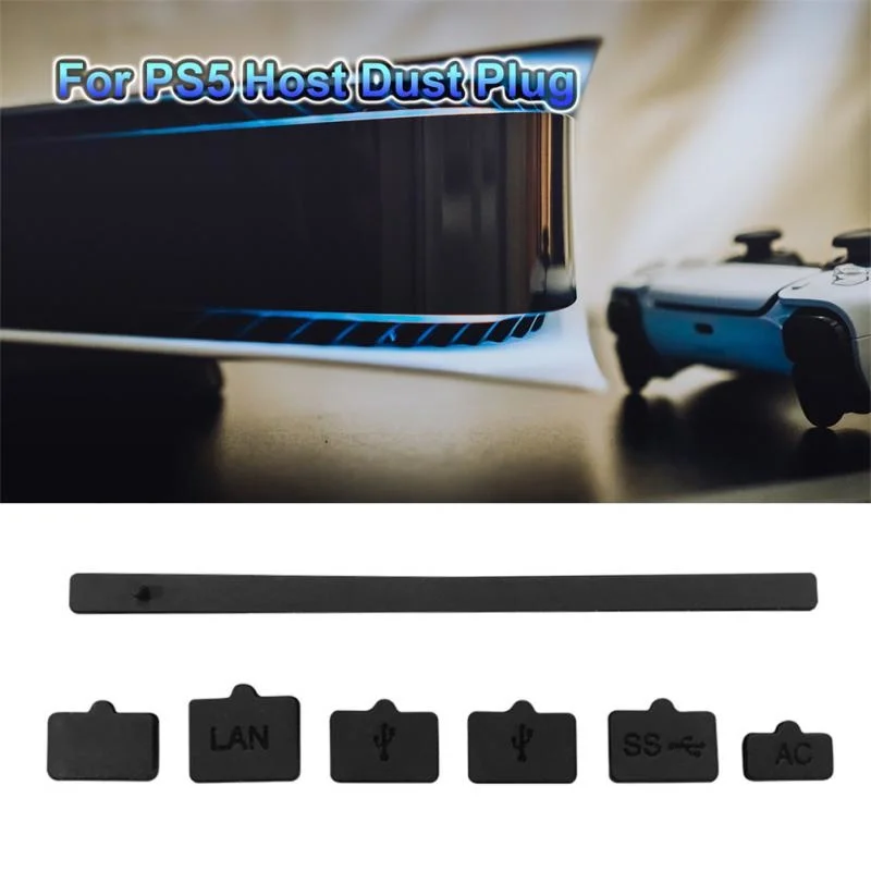 

For PS5 Dust Plugs Set USB Interface Anti-dust Cover Silicone Dustproof Plug Playstation 5 Game Console Accessories Parts