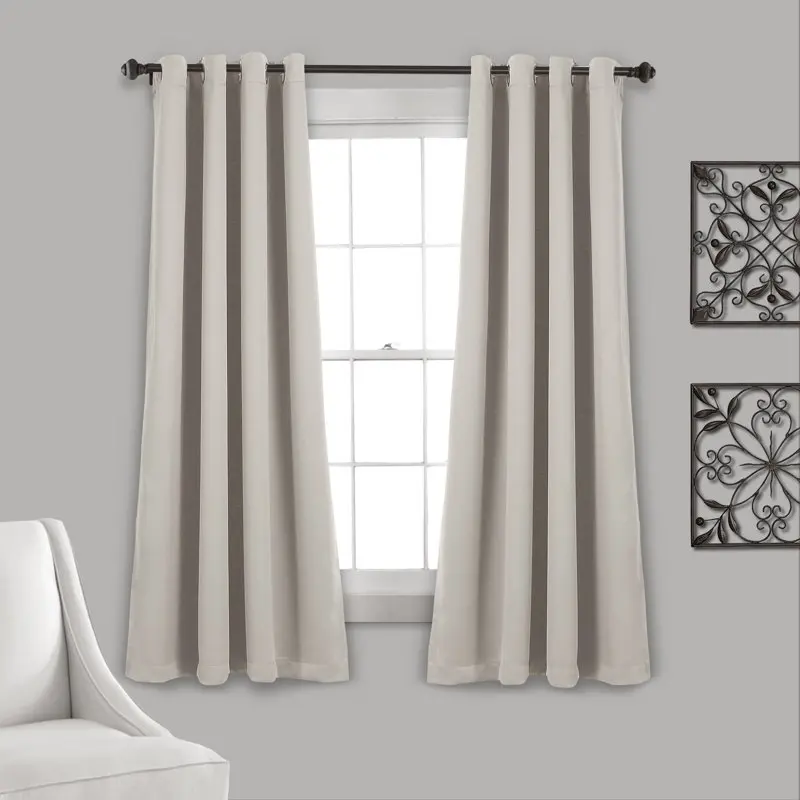 

Insulated Grommet Solid Color Blackout Room Darkening Window Curtain Panel, Wheat, 63"L x 52"W, Set of 2