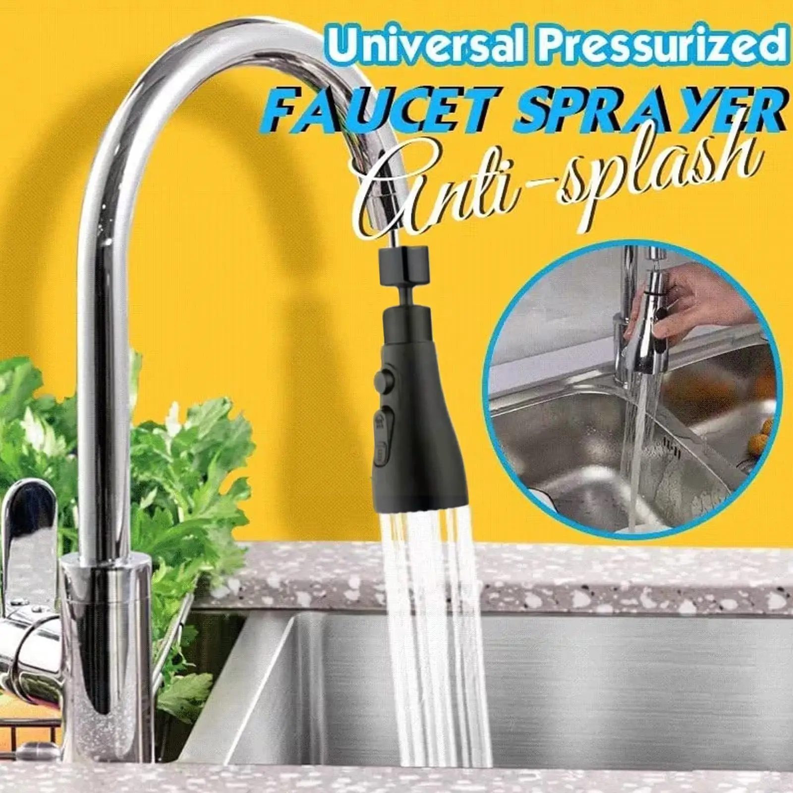 

360°Rotatable Universal Splash-proof Filter Faucet Nozzle Tap Sprayer Kitchen Household Extender Faucet Flexible Adapter He Q4A1