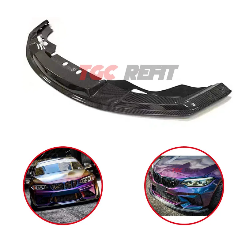 

For BMW 2 Series M2 F87 Carbon Fiber Front Bumper Lip Chin Spoiler Apron Front Lip