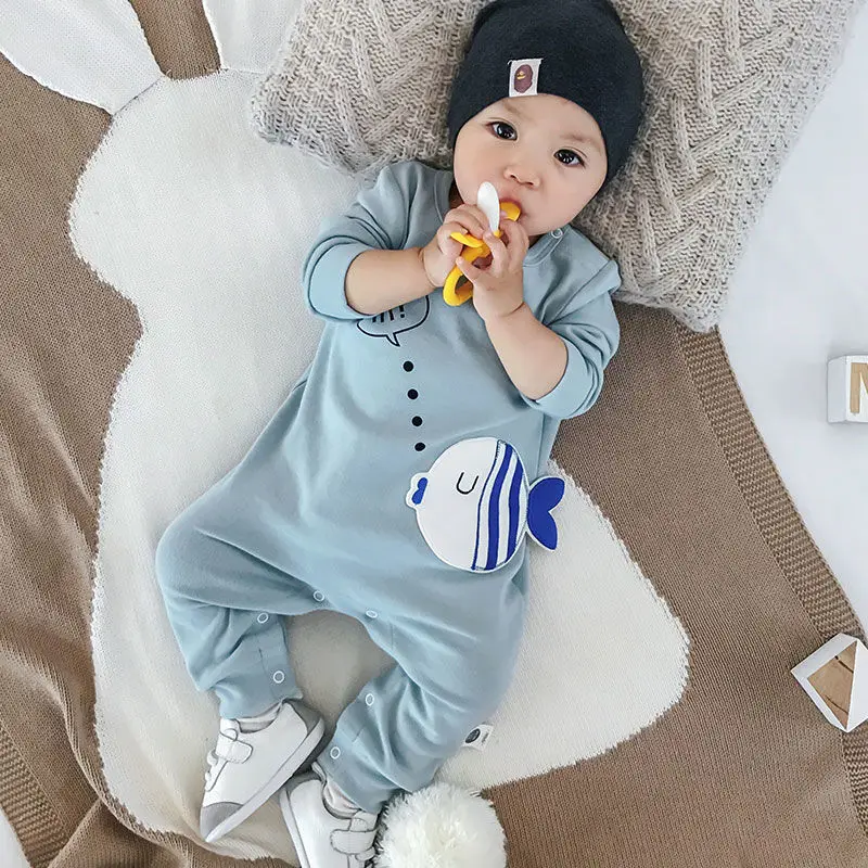 

New Baby One-piece Clothes Spring and Autumn Newborn Clothes Open File Male and Female Baby Ha Clothes Summer Out Clothes