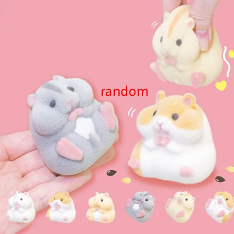 

Japan Original Capsule Toys Cute Kawaii Fatty Milky Soft Hamster Flocking Plush Dolls Squeeze Stress Relief Toys