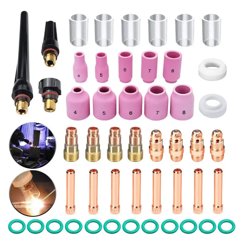 

M6CF 49pcs/ Set Tig Welding Torch Accessories Tig Welding Equipment Replacemnents