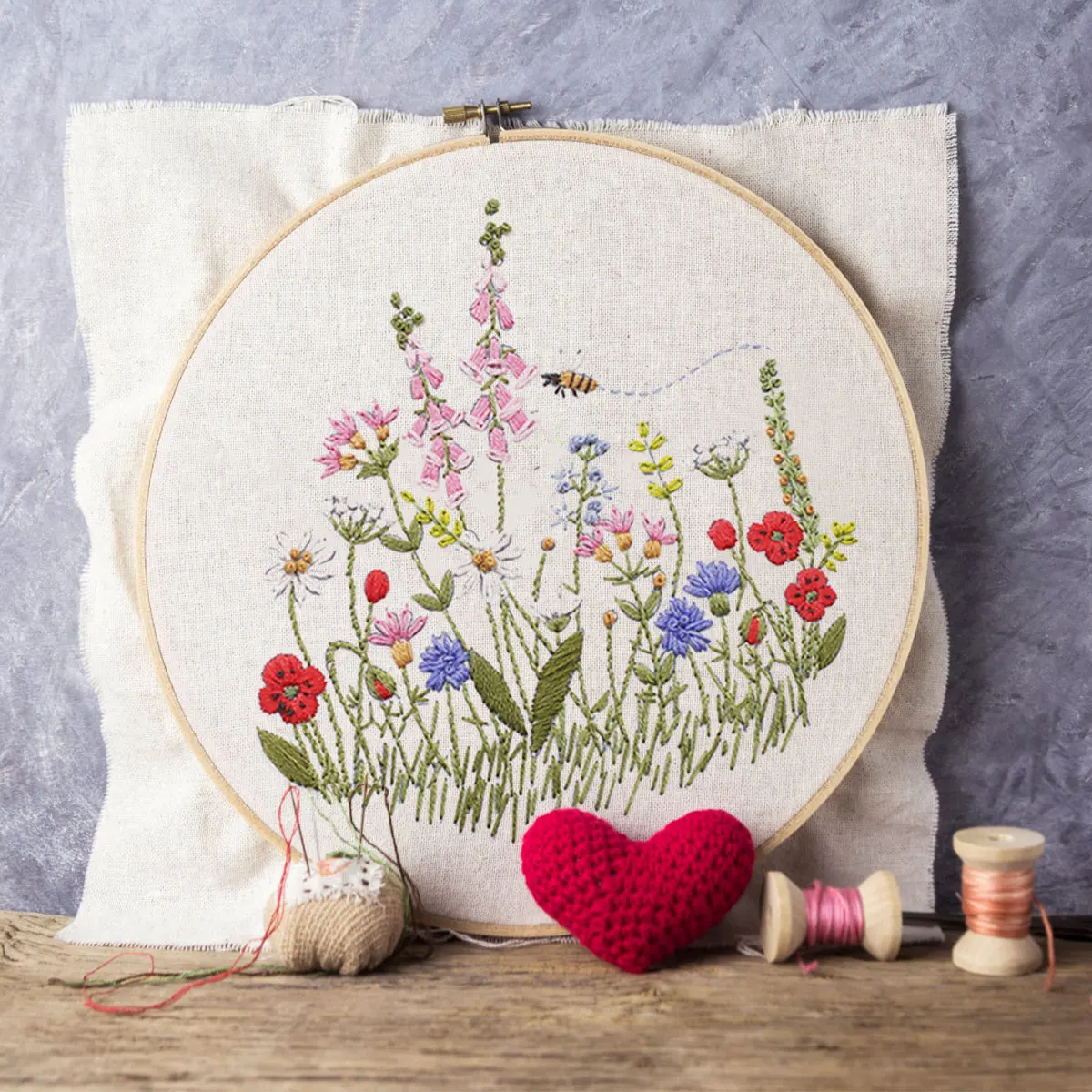 

DIY Flowers Plants Pattern Embroidery Set Needlework Tools Printed Beginner Embroidery Round Cross Stitch Kit Sewing Craft Kit