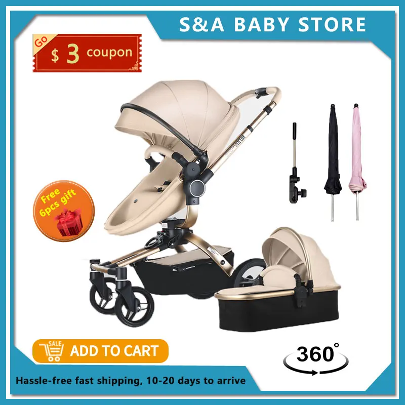 Clearance Fast  and Free Shipping Aulon 3in1 Baby Stroller 2 in 1 High land-scape  Pram  New Carriage on 2021
