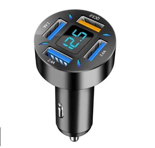 

Автомобильное зарядное устройство USB 66 Вт, быстрая зарядка PD QC3.0 с вольтметром, разъемом прикуривателя, адаптер питания для iPhone 11 12 Samsung Xiaomi