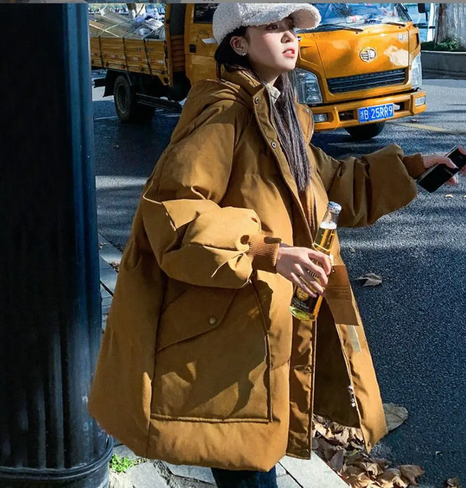 

Зимние женские парки средней длины, куртки большого размера, повседневное плотное теплое пальто с карманами и капюшоном, женская зимняя верхняя одежда, ветрозащитные парки