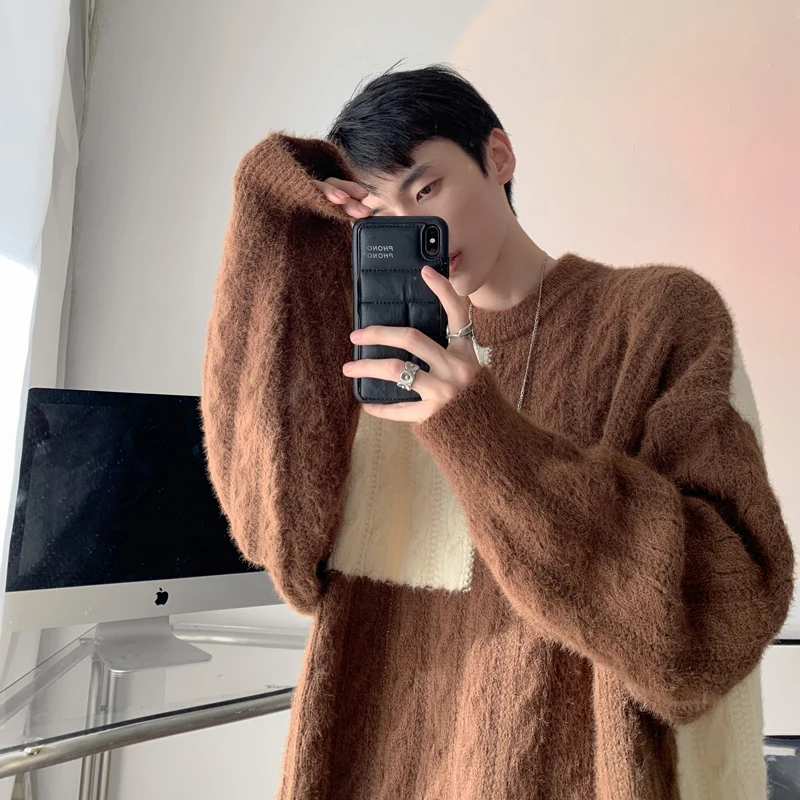 LAPPSTER Winter Patchwork Knitted Sweater Men Luxury Long Sleeve Pullovers 2024 Funny New In Y2k Oversized Graphic Black