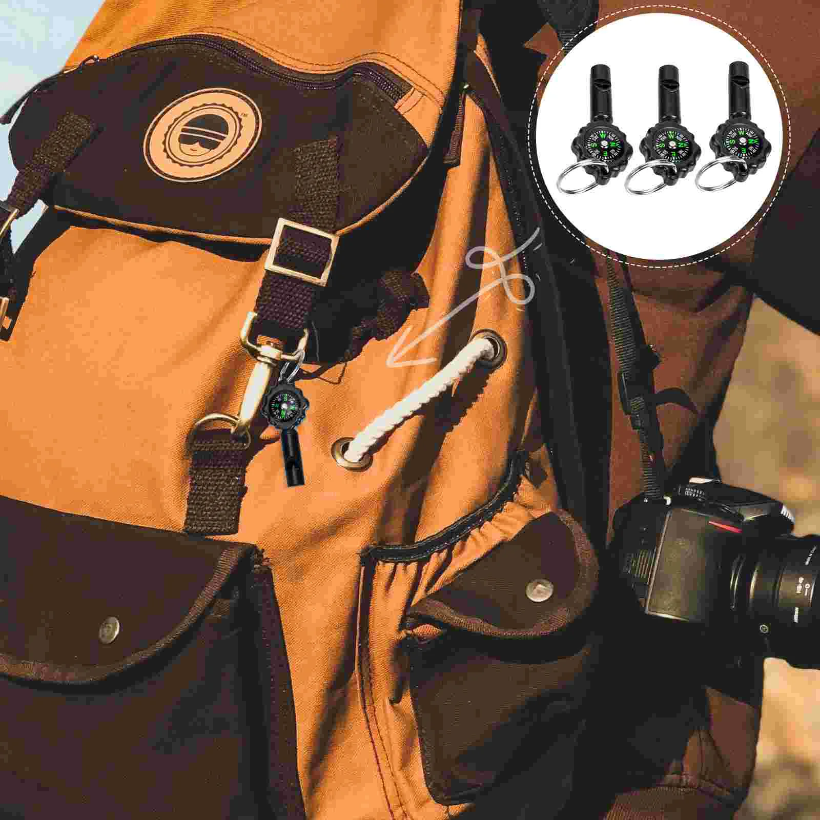 

Whistle Compass Keychain Emergency Whistle Key Ring Survival Whistle for Camping Hiking Outdoors Sports 3pcs with Lanyard