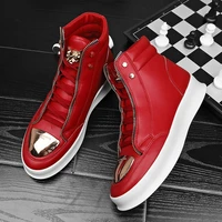 red men ankle boots high cut sneakers 2022 fashion high top shoes leopard platform skate sport training shoes men casual shoes