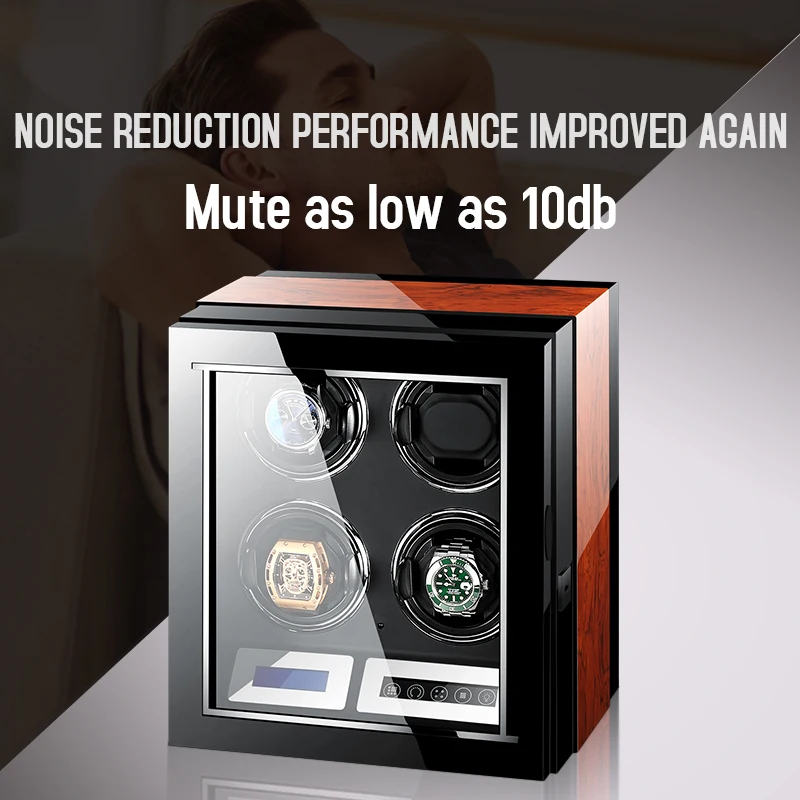 Embers Luxury Automatic Watch Winder Wood Mabuchi Motro Mechanical Watches Box Shaker LCD Touch Screen Wooden Storage Safe Case