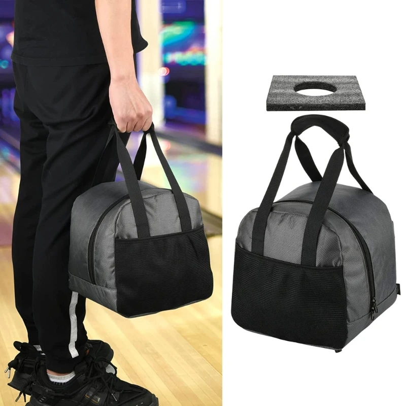 

Single Ball Bowling Tote Bag with Padded Bowling Ball Holder Pocket Bowling Bag