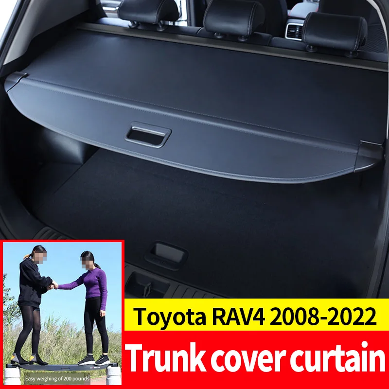 

For Toyota RAV4 2008 To 2022 Trunk Cover Curtain Automotive Lnterior Curtain Luggage Compartment Black Canvas Accessories