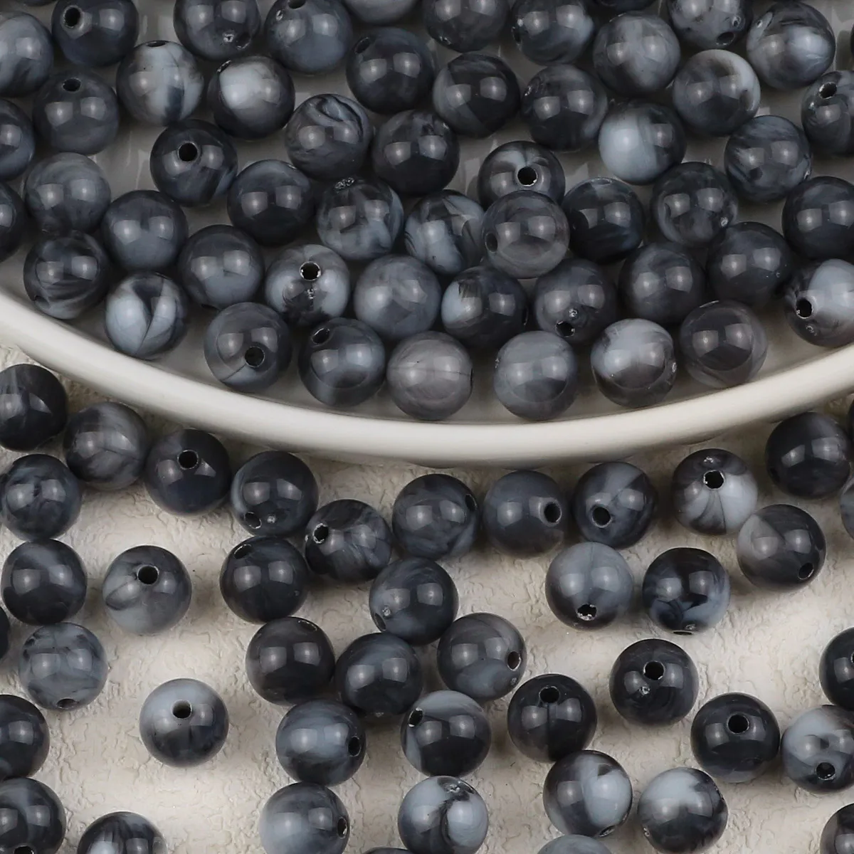 Серые шарики акриловые Круглые бусины-разделители для изготовления ювелирных