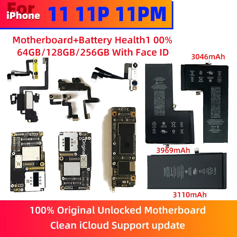 

Оригинальная материнская плата для iPhone 11 Pro с аккумулятором, 100% Полная работа материнской платы с поддержкой iOS, обновленная логическая плат...