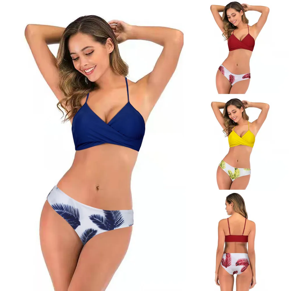 

KUYOMENS Halter Triangle Low Waist Bikini Sets For Women Sexy Lace Up Bottom Two Pieces Swimsuits New Beach Swimming Swimwear