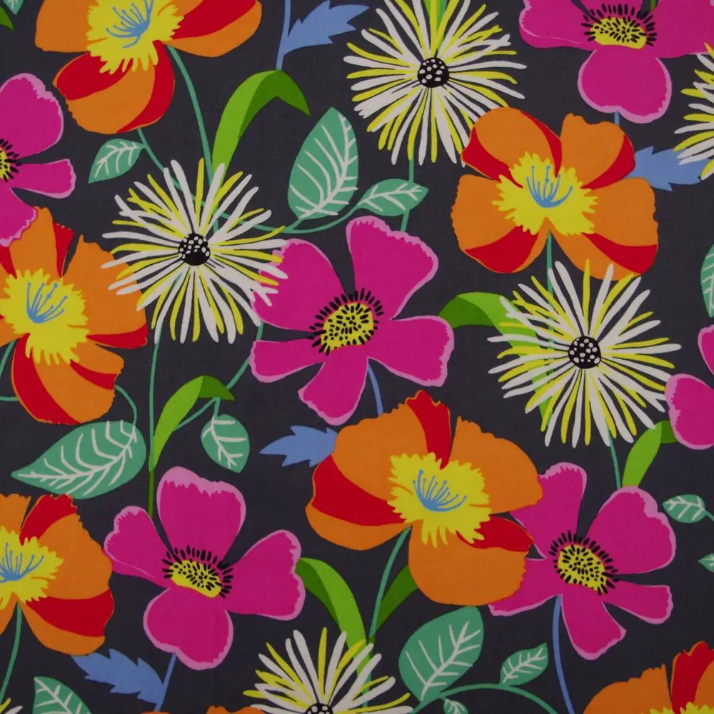 

1 Yard Cotton Woven Fabric For Cloth, Bag, Bedding,Flowers and Leaves, Width=145cm