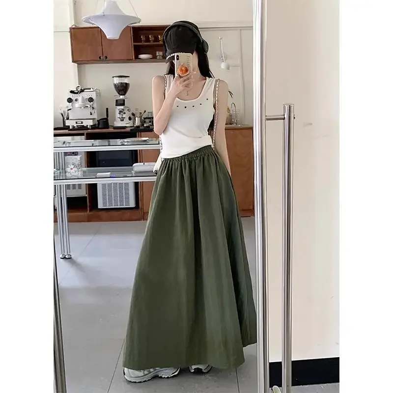 Женская юбка с высокой талией и поясом на резинке