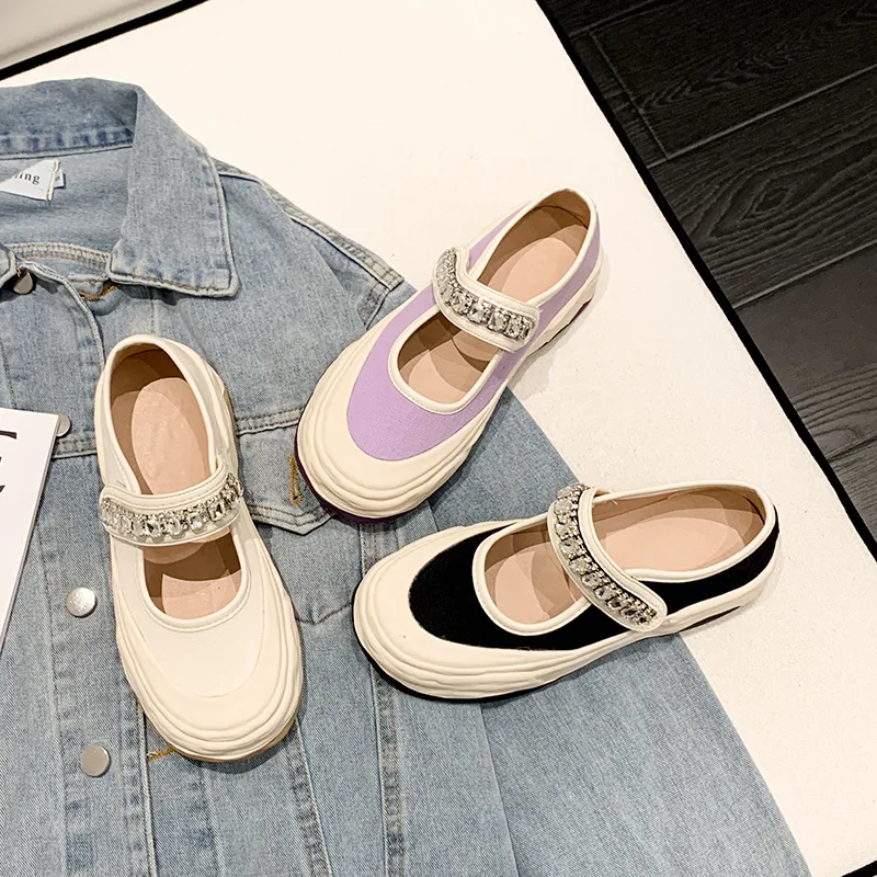 

Женские туфли с круглым носком, со стразами, повседневные женские кроссовки, женская обувь на платформе, новинка 2022, криперы для платья, Мэри...