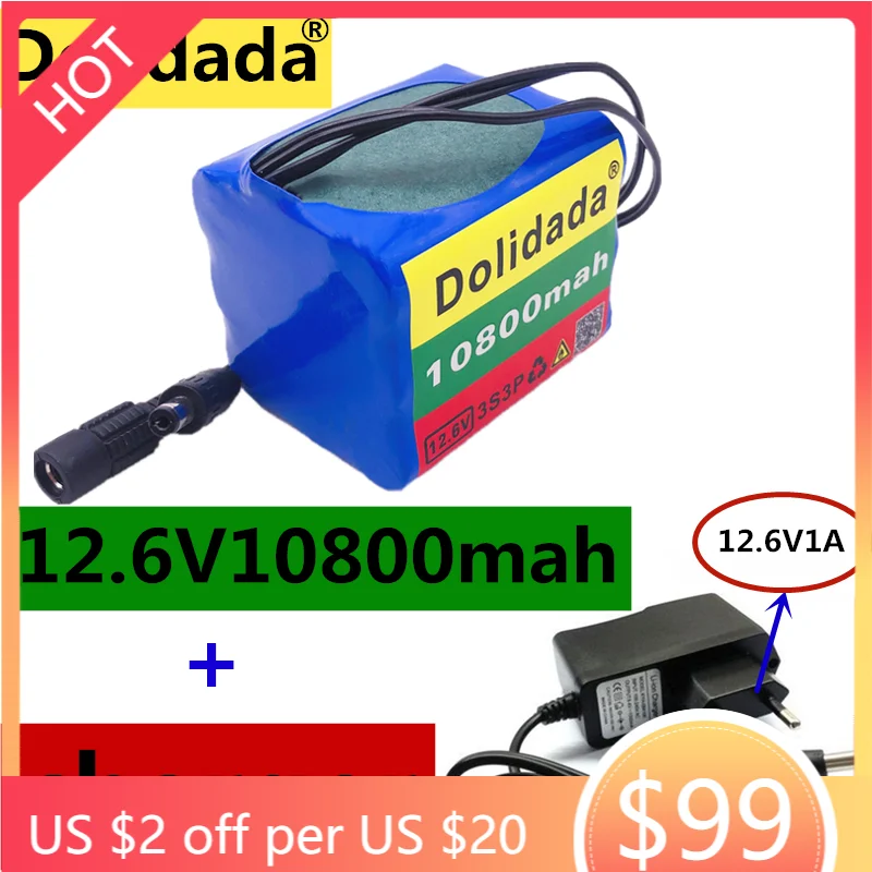 

3S3P 12V Battery Original 12V10.8Ah 10800mAh 18650 Rechargeable Batteries 12V With BMS Lithium Battery Protection Plate