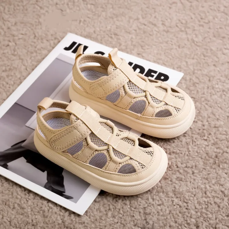 

Sizes 26-37 Children's Casual Shoes Boys Hollow Breathable Mesh Sports Sandals Kids Soft Sole Anti Slip Summer Beach Shoes 2023