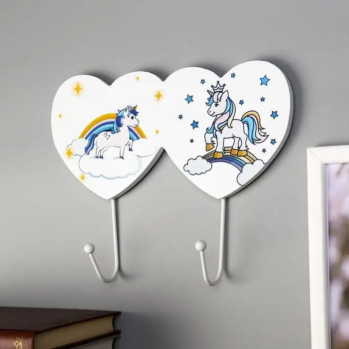 Крючки декоративные дерево &quotЕдинорог в облаках с радугой&quot 19х244х4 4 см |