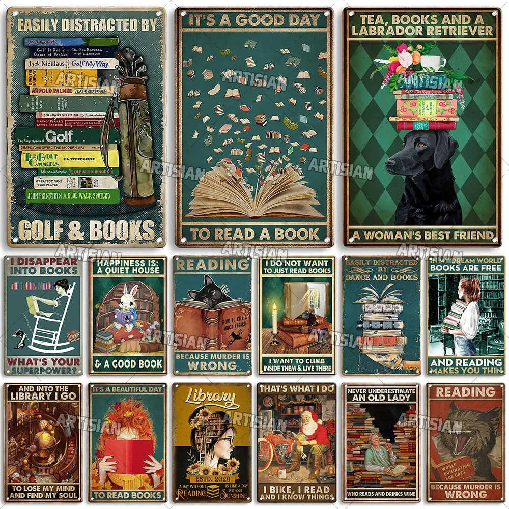 

Металлическая пластина для чтения Artisian, Жестяная Табличка для чтения, любит книги, декоративный знак, Настенный декор, гараж, бар, паб, клуб, ...